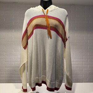 Torrid 3X 22-24 Pointelle Boxy Hoodie Cloud Dancer Caramel Stripe MSRP 68.90 NWT